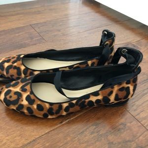 Leopard ankle tie lord and Taylor flats